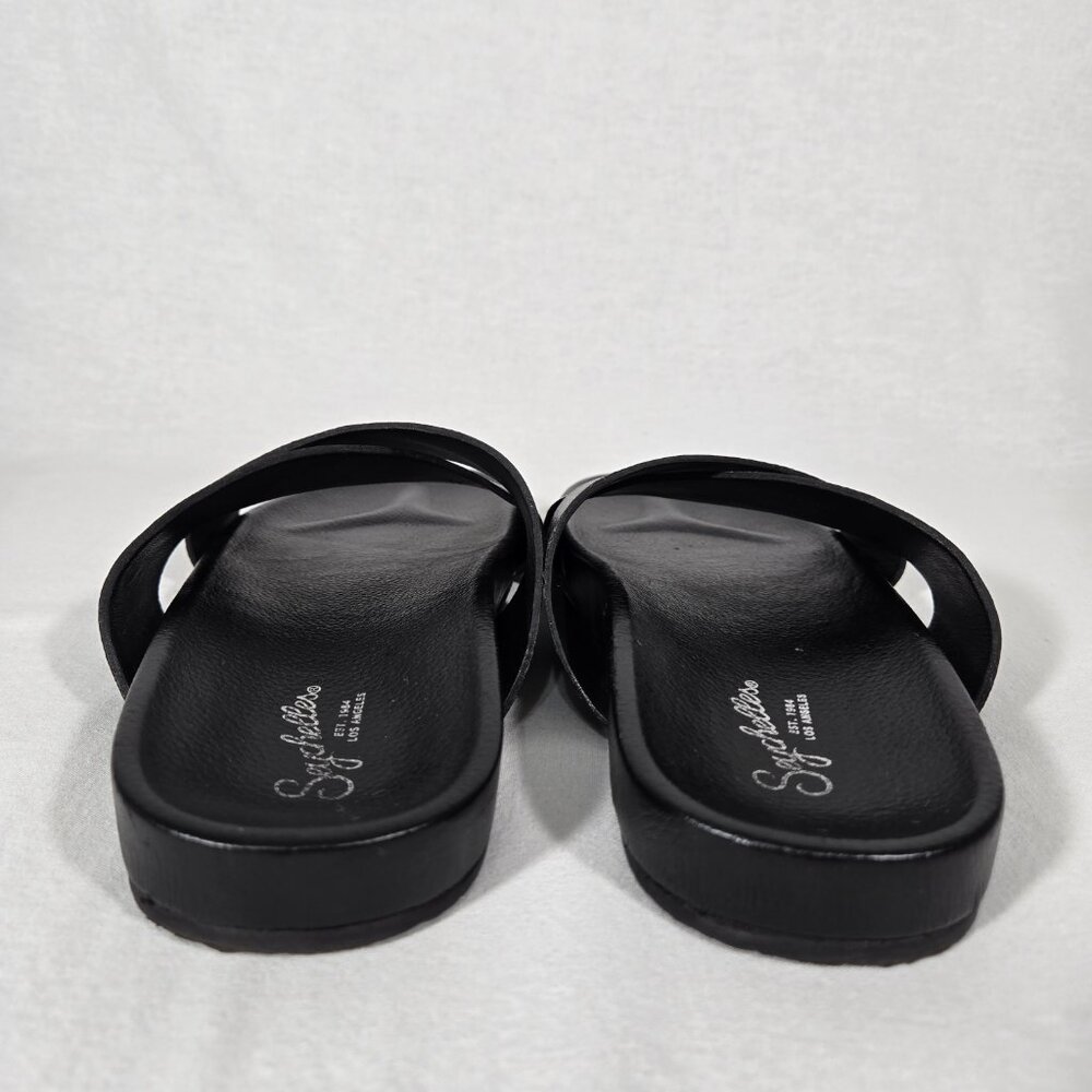 SEYCHELLES Minimalist Lighthearted Slides BLACK Leather Sandals Women's Size 9. - Picture 15 of 17
